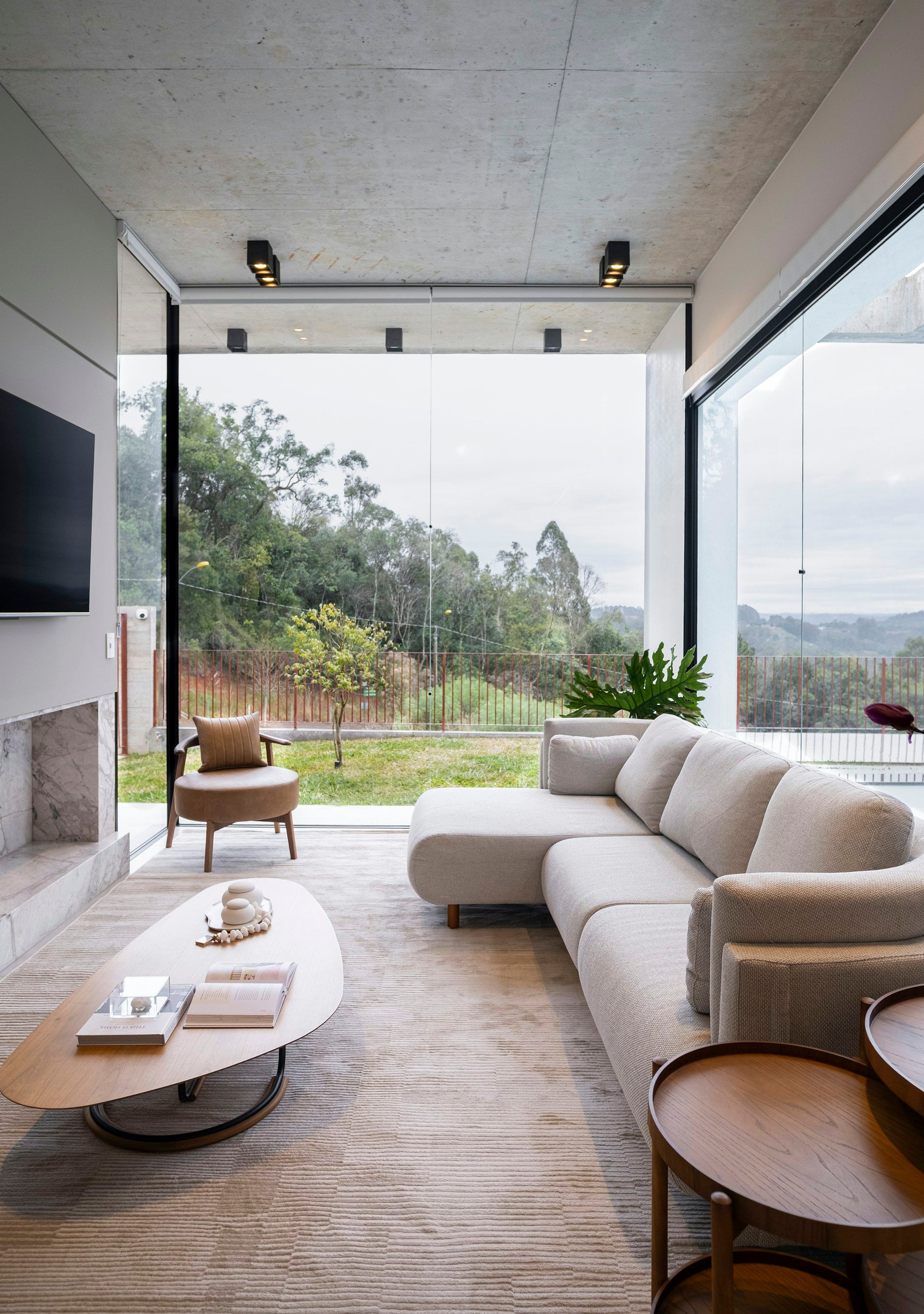 A bright living room opening onto a garden